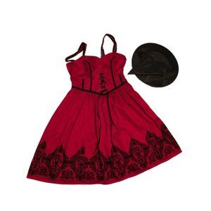 Red witches dress no label see measure for size come with hat